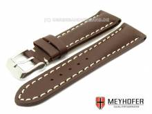 Watch band Kajaani XS 22mm dark brown smooth light stitching by MEYHOFER (width of buckle 20 mm)