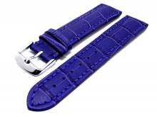 Watch band 24mm leather blue alligator robust stitched (width of buckle 22 mm)