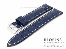 Uhrenarmband XS New Orleans 18mm dunkelblau RIOS Allig.-Prägung helle Naht (Schließenanstoß 16 mm)