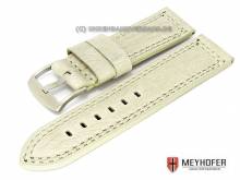 Watch band Locarno 28mm creme special graining double stitching MEYHOFER (width of buckle 26 mm)