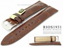 Well-crafted watch strap Windsor 18mm mahogany genuine alligator glossy by RIOS (width of buckle 16 mm) - EU ONLY