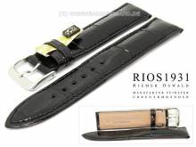 Uhrenarmband Windsor 20mm schwarz RIOS echt Alligator gepolstert abgenäht (Schließenanstoß 18 mm)