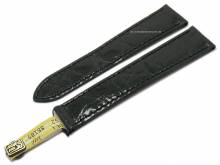 Uhrband für Cartier Faltschließe 15mm schwarz Barington echt Kroko glänzend (Schließenanstoß 14 mm)