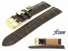 Well-crafted watch strap 20mm dark brown genuine Louisiana alligator by Fluco (width of buckle 18 mm) - EU ONLY