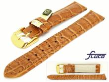 Well-crafted watch strap 18mm golden brown genuine Louisiana alligator by Fluco (width of buckle 16 mm) - EU ONLY