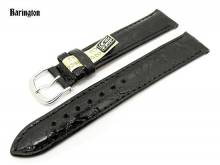 Uhrenarmband 17mm schwarz Barington echt Krokodilleder glänzend (Schließenanstoß 16 mm)