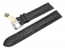 Well-crafted watch strap Krokodil Chrono 20mm black genuine Croco by DI-MODELL (width of buckle 18 mm) - EU ONLY
