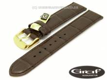 Well-crafted watch strap Alligator 16mm dark brown gen. alligator Louisiana by GRAF (width of buckle 16 mm) - EU ONLY