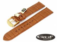 Well-crafted watch strap Alligator 17mm light brown gen. alligator Louisiana by GRAF (width of buckle 16 mm) - EU ONLY