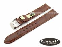 Well-crafted watch strap Alligator 17mm red brown gen. alligator Louisiana by GRAF (width of buckle 16 mm) - EU ONLY
