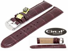 Well-crafted watch strap Louisiana 20mm wine red genuine alligator padded by GRAF (width of buckle 18 mm) - EU ONLY