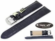 Well-crafted watch strap Louisiana 20mm dark blue genuine alligator padded by GRAF (width of buckle 18 mm) - EU ONLY