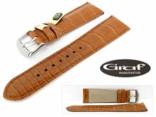 Well-crafted watch strap Louisiana 20mm light brown genuine alligator padded by GRAF (width of buckle 18 mm) - EU ONLY