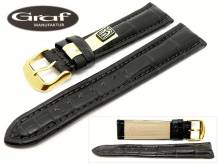 Uhrenarmband Swing 20mm schwarz echt Alligator Louisiana Wulst von Graf (Schließenanstoß 18 mm)