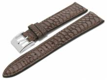Luxus-Uhrenarmband 19mm dunkelbraun echtes Hahnenfuß-Leder genarbt matt abgenäht von LIC Atelier (Schließenanstoß 16 mm)
