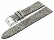 Deluxe watch strap 22mm grey genuine wolffish leather grained stitched by LIC Atelier (width of buckle 18 mm)