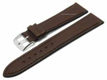 Luxus-Uhrenarmband Russia 19mm dunkelbraun Leder strukturiert abgenäht von LIC Atelier (Schließenanstoß 16 mm)
