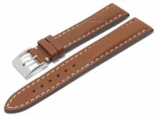 Luxus-Uhrenband XL Navigator 24mm hellbraun Leder helle Naht stark gepolstert LIC Atelier (Schließenanstoß 22 mm)