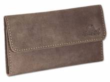 Flache Geldbörse rustikal echt Büffel-Leder dunkelbraun mit Druckknopfverschluß von Woodland