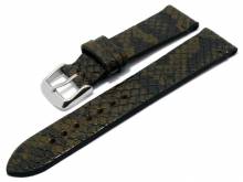 Watch strap 22mm olive/black leather python grain stitched by LAMATO (width of buckle 20 mm)