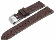 Watch strap 22mm aubergine leather grained stitched by LAMATO (width of buckle 20 mm)