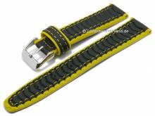 ABVERKAUF: Uhrenarmband Salo 18mm schwarz/gelb Synthetik von MEYHOFER (Schließenanstoß 16 mm)