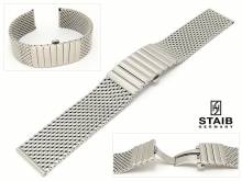 Uhrenarmband Edelstahl 24mm (kurz) Milanaise poliert robust Butterfly-Faltschließe von Staib
