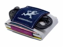 Minimalistisches Kartenetui / Slim Wallet / Mini-Geldbörse Triple Münzfach Textil/Leder grau/blau/pink MakakaOnTheRun