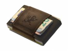 Minimalistisches Kartenetui / Slim Wallet / Mini-Geldbörse Triple Münzfach Textil/Leder schwarz/braun MakakaOnTheRun