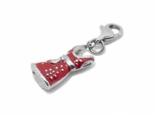 Dekorativer Charm-Anhänger Dress silber/rot Edelstahl mit Karabinerhaken 