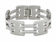 Schmuck-Armband Edelstahl silberfarben massiv Durchschub-Klappverschluss Edelstahl von MABRO Steel - Bandlänge ca. 20cm