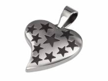 Schmuckanhänger/Halsschmuck Herz mit Sternen Edelstahl silberfarben/schwarz (22 x 22 mm) 