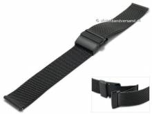 Uhrenarmband 18mm Milanaise schwarz mit Schnellwechsel-Stegen feines Geflecht Falt-Schiebeverschluss von MABRO Steel