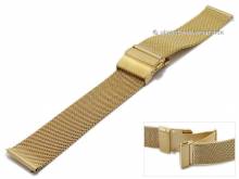 Uhrenarmband 18mm Milanaise goldfarben mit Schnellwechsel-Stegen feines Geflecht Falt-Schiebeverschluss von MABRO Steel
