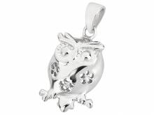 Schmuckanhänger/Halsschmuck Eule Echt Silber 925/rhodiniert modisch elegant (15 x 13 mm)