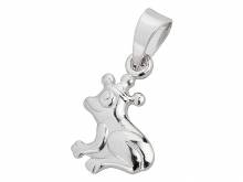 Schmuckanhänger/Halsschmuck Froschkönig Echt Silber 925/rhodiniert modisch tierisch (10 x 07 mm)