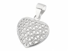 Schmuckanhänger/Halsschmuck Herz Echt Silber 925/rhodiniert modisch filigran (12 x 13 mm)