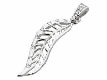 Schmuckanhänger/Halsschmuck Feder mit Schmucksteinen Echt Silber 925/rhodiniert modisch filigran (23 x 07 mm)