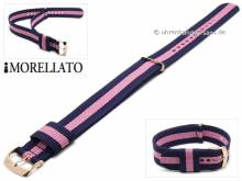 Uhrenarmband Evolution 18mm dunkelblau Textil pinker Streifen Durchzugsband von MORELLATO