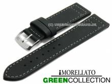 Uhrenarmband Ginepro 24mm schwarz Synthetik matt graue Naht GREEN COLLECTION von MORELLATO (Schließenanstoß 20 mm)