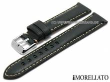 Uhrenarmband Masaccio 24mm schwarz Leder matt helle Naht von MORELLATO (Schließenanstoß 20 mm)