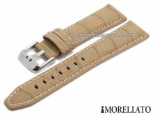Watch strap Soccer 20mm beige leather alligator grain stitched by MORELLATO (width of buckle 16 mm)