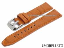 Watch strap Soccer 20mm orange leather alligator grain stitched by MORELLATO (width of buckle 16 mm)