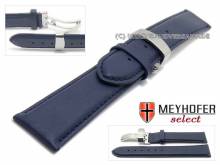 Watch band Stavanger 24mm dark blue leather with flip clasp by MEYHOFER (width of buckle 22 mm)