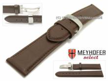 Watch band Stavanger 16mm dark brown leather with flip clasp by MEYHOFER (width of buckle 14 mm)