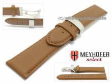 Uhrenband Stavanger 16mm hellbraun Leder mit Kippfaltschließe von MEYHOFER (Schließenanstoß 14 mm)
