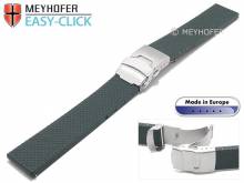 Meyhofer EASY-CLICK watch strap Casoria 24mm grey caoutchouc patterned with clasp (width of clasp 20 mm)