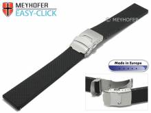 Meyhofer EASY-CLICK watch strap Casoria 24mm black caoutchouc patterned with clasp (width of clasp 20 mm)