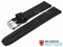 Meyhofer EASY-CLICK Uhrenarmband Teton 18mm schwarz Sattelleder mit Doppelwulst abgenäht (Schließenanstoß 16 mm)
