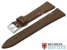 Meyhofer EASY-CLICK watch strap Radford 24mm dark brown nappa leather stitched (width of buckle 20 mm)